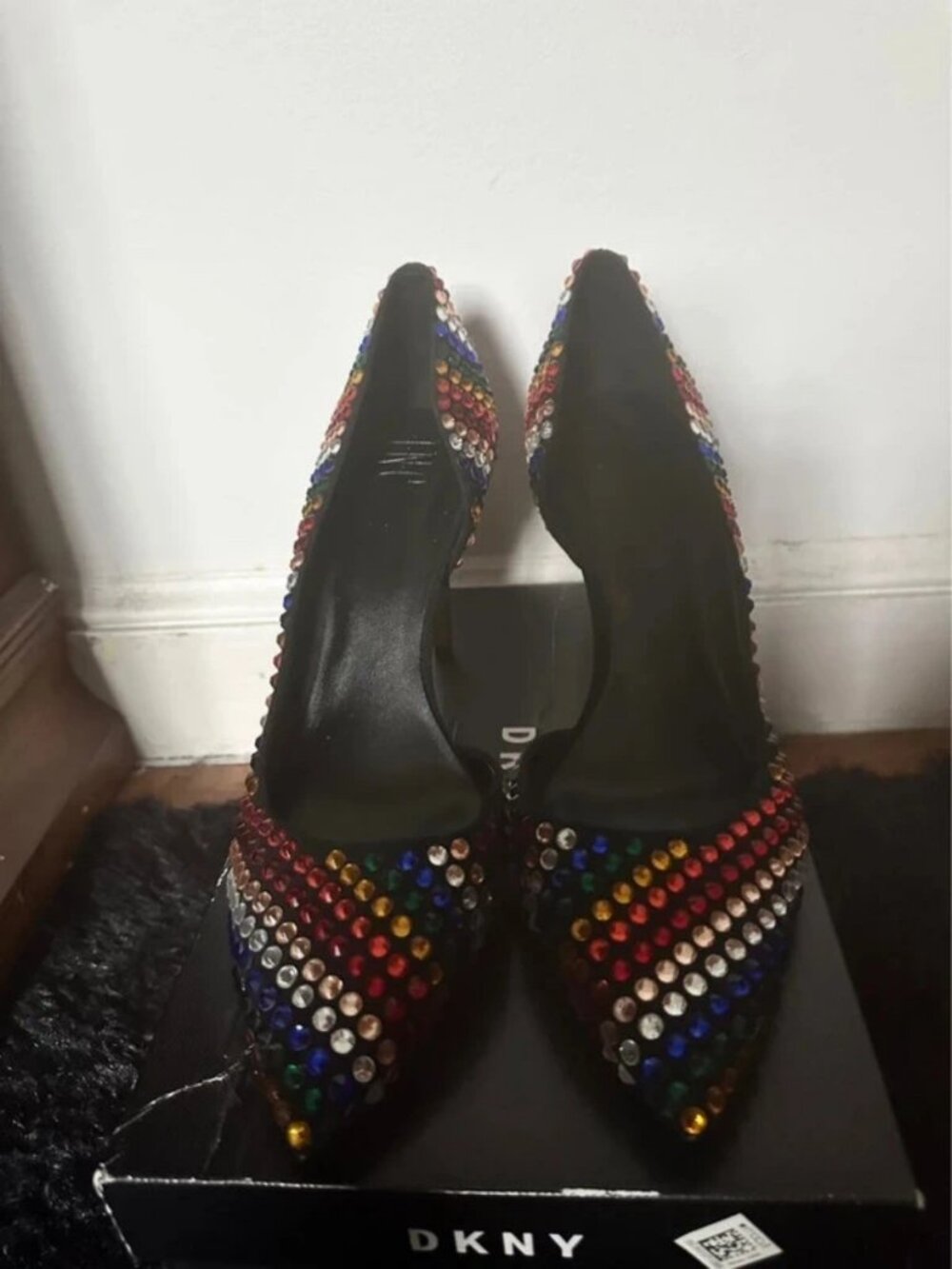Rhinestone studded heels